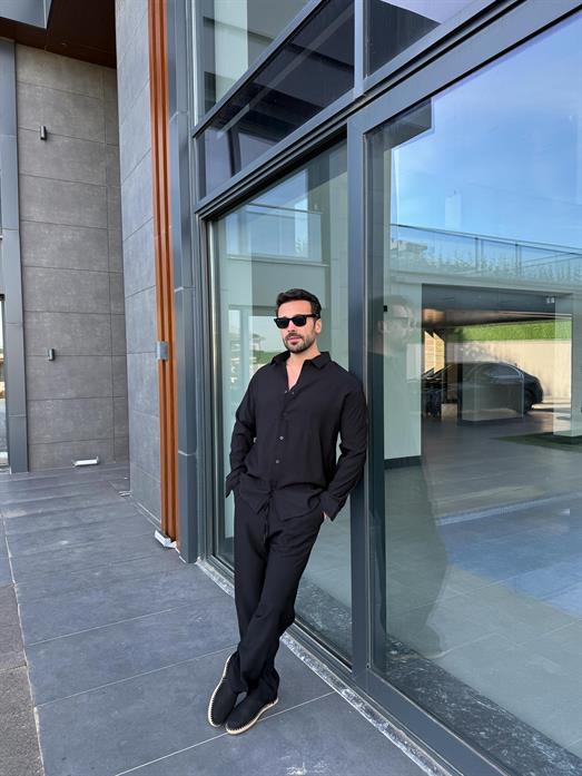 Siyah Diogenal Tensel Pamuk Oversize Takım SNZ 1320