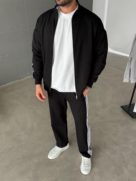 Siyah Şeritli Oversize 2 İplik Takım
