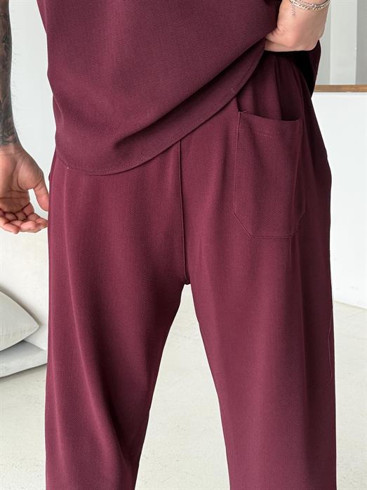 Bordo Gramajlı Crep Bol Eşofman 22065 LNS