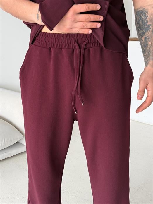 Bordo Gramajlı Crep Bol Eşofman 22065 LNS