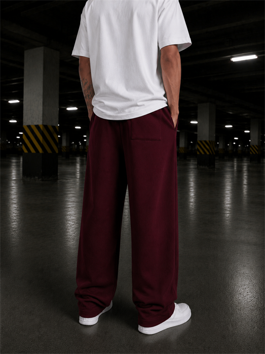 Bordo Unisex Stoper Paça Pamuk Eşofman SC