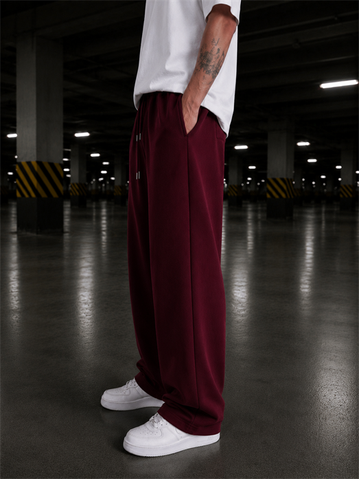 Bordo Unisex Stoper Paça Pamuk Eşofman SC