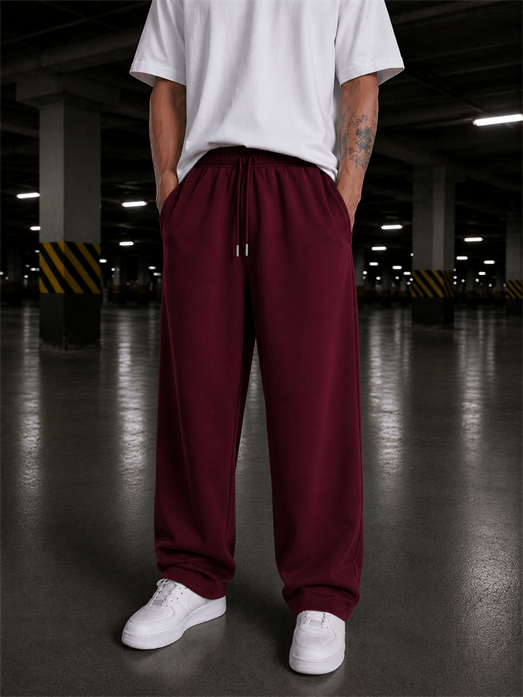 Bordo Unisex Stoper Paça Pamuk Eşofman SC