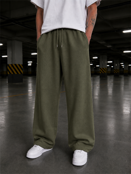 Haki Unisex Stoper Paça Pamuk Eşofman SC2