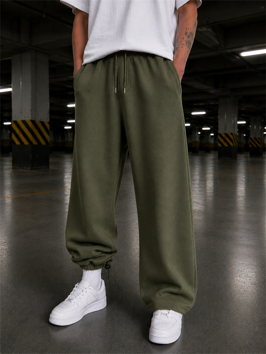 Haki Unisex Stoper Paça Pamuk Eşofman SC2
