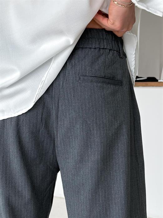 Antrasit Çizgili Zara Bol Kumaş Pantalon PLZ