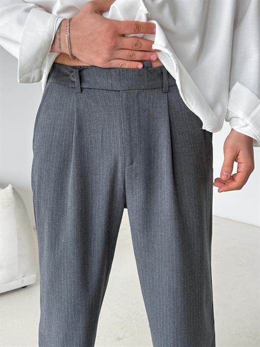 Antrasit Çizgili Zara Bol Kumaş Pantalon PLZ