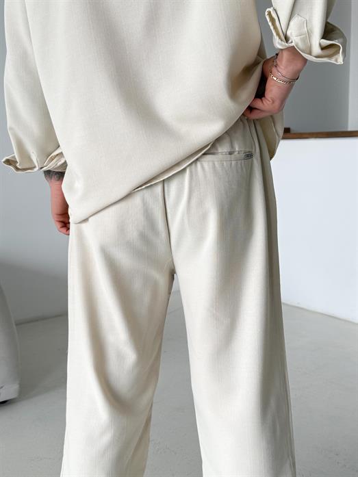 Bej Dokuma Keten Baggy Pantalon PLZ