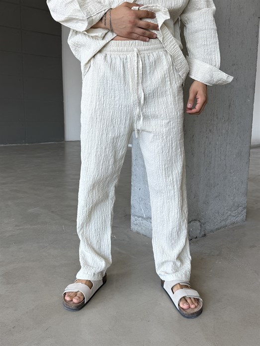 Bej Gofre Pamuk Pantalon SNZ 1349