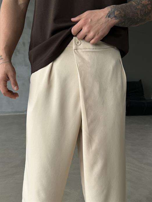 Bej Kore Kalıp Kumaş Pantalon SNZ 1448