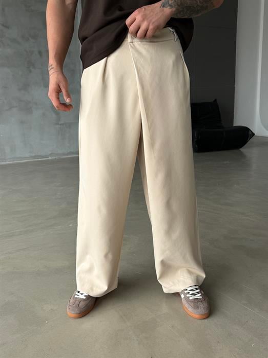 Bej Kore Kalıp Kumaş Pantalon SNZ 1448