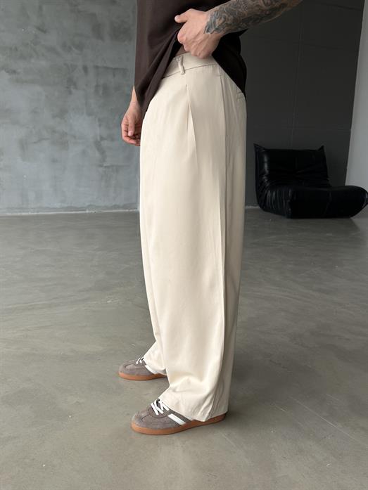 Bej Kore Kalıp Kumaş Pantalon SNZ 1448