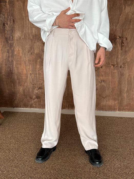 Bej Modal Bel Lastikli Pantalon PLZ