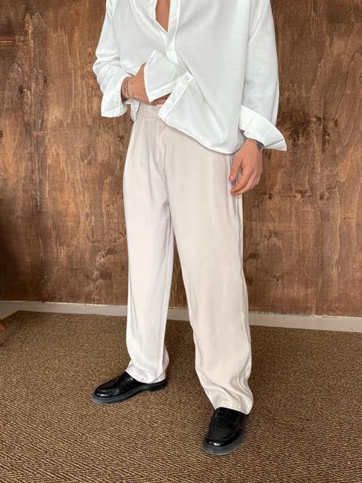 Bej Modal Bel Lastikli Pantalon PLZ