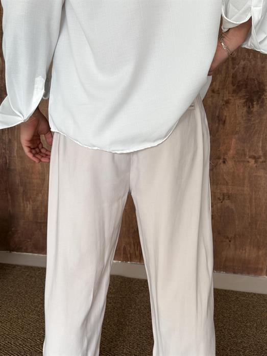 Bej Modal Bel Lastikli Pantalon PLZ