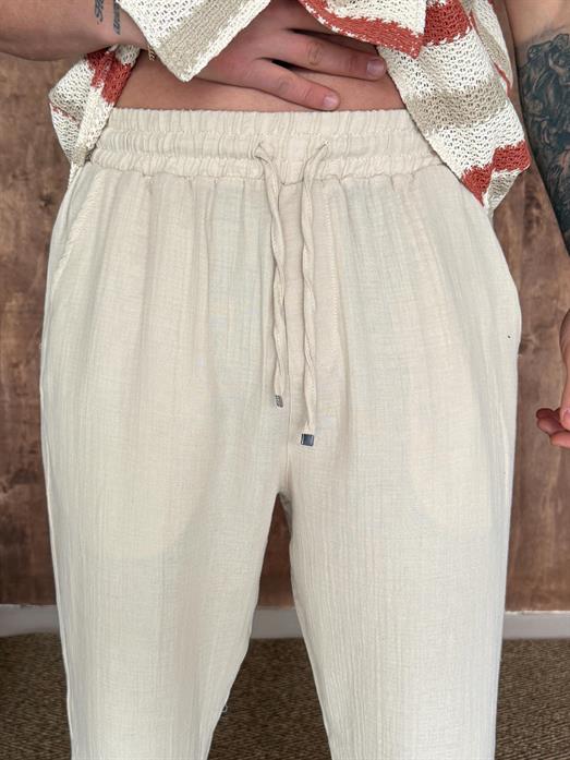 Bej Müslin Keten Pantalon LNS 23117