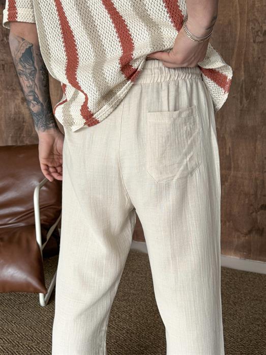 Bej Müslin Keten Pantalon LNS 23117