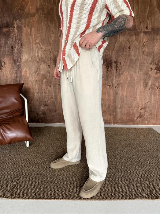 Bej Müslin Keten Pantalon LNS 23117