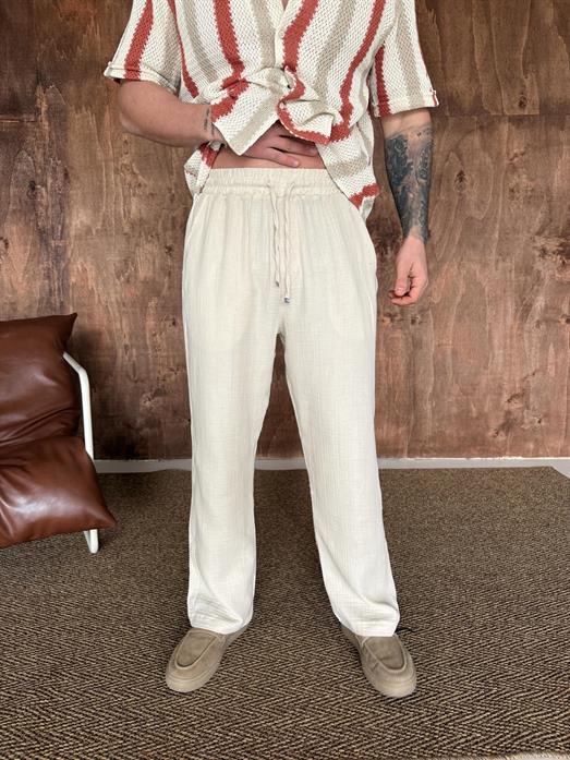 Bej Müslin Keten Pantalon LNS 23117