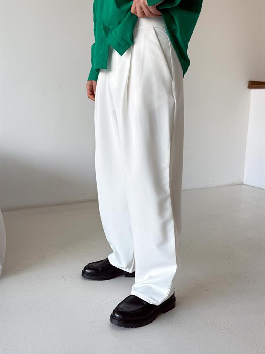 Beyaz Double Palazzo Pantalon 4062 PNC