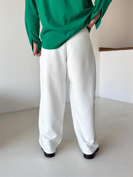 Beyaz Double Palazzo Pantalon 4062 PNC