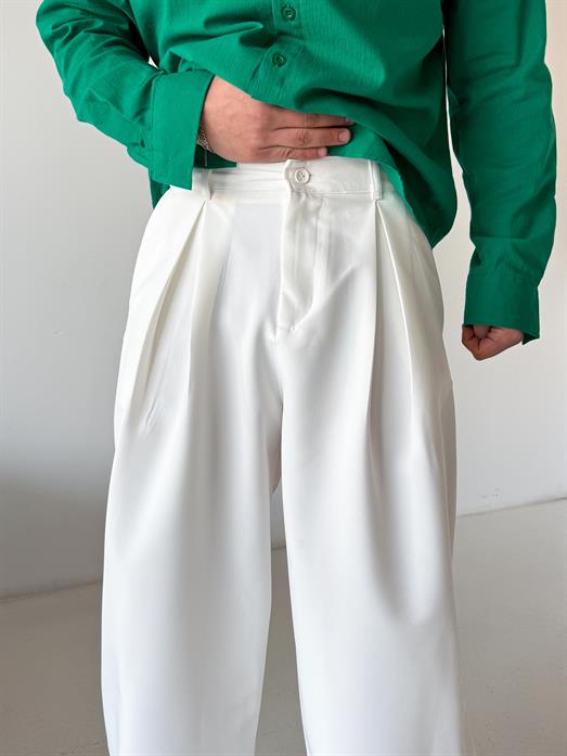 Beyaz Double Palazzo Pantalon 4062 PNC