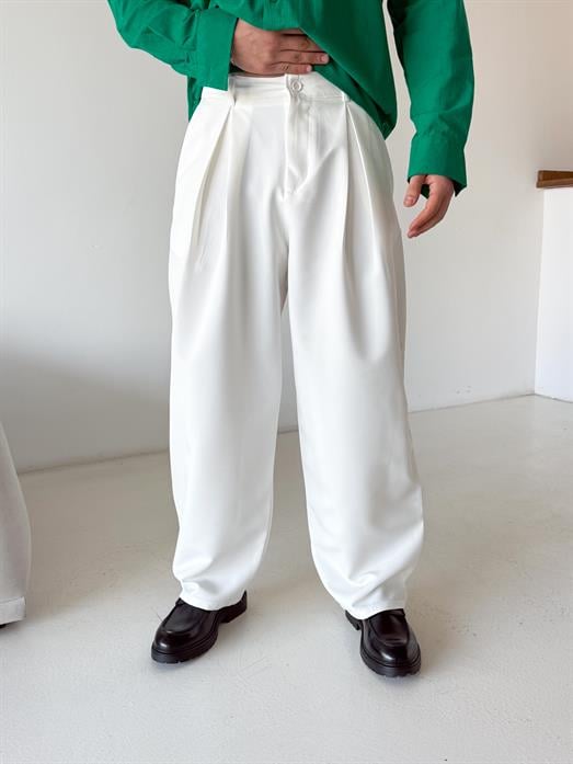 Beyaz Double Palazzo Pantalon 4062 PNC