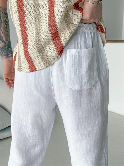 Beyaz Müslin Keten Pantalon LNS 23117