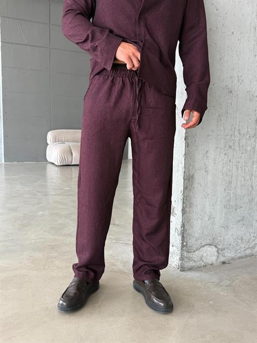 Bordo İthal Doku Pantolon SC