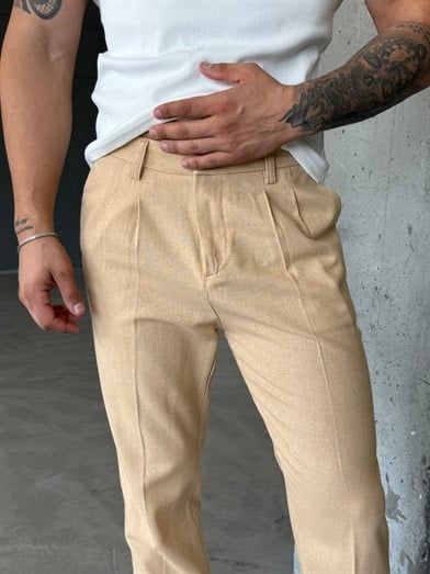 Camel Double Paça Pamuk Pantalon SNZ 3892