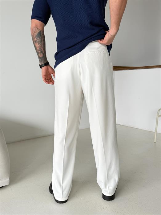 Ekru Baggy Bezayağı Kumaş Pantalon SNZ N1135