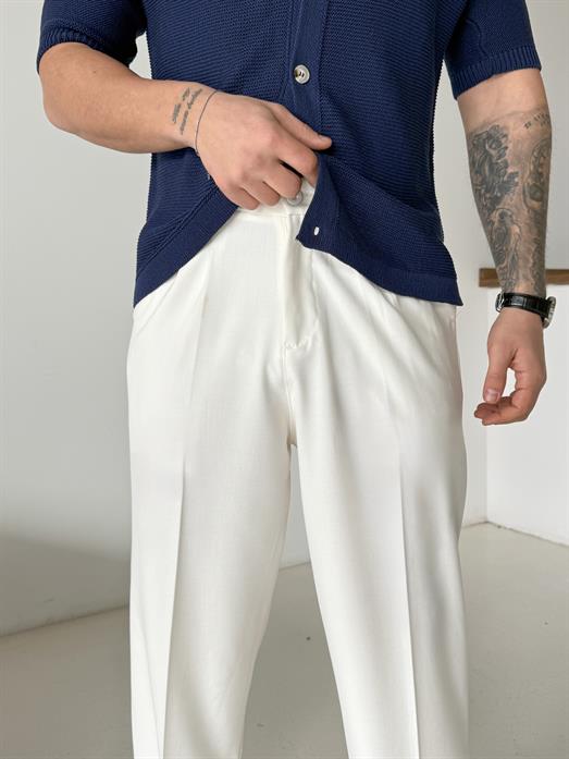 Ekru Baggy Bezayağı Kumaş Pantalon SNZ N1135