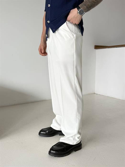 Ekru Baggy Bezayağı Kumaş Pantalon SNZ N1135
