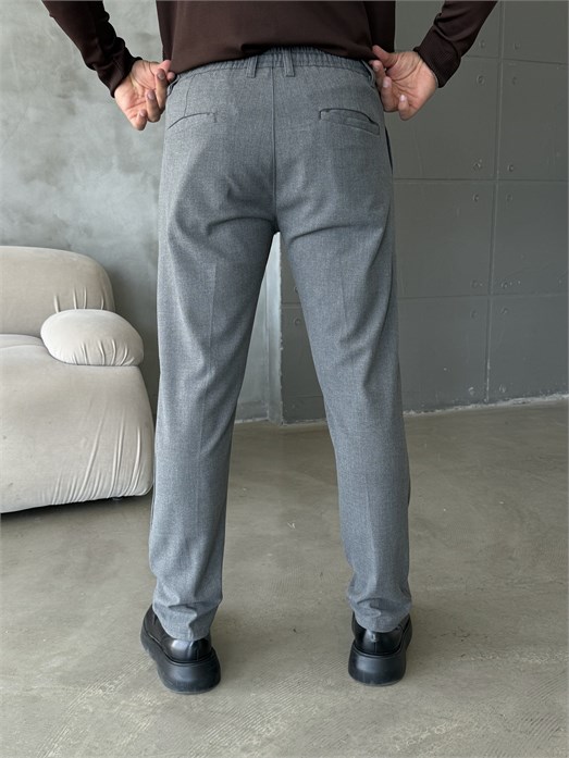 Füme Pileli Lastikli Bağcıklı Regular Kumaş Pantalon SC