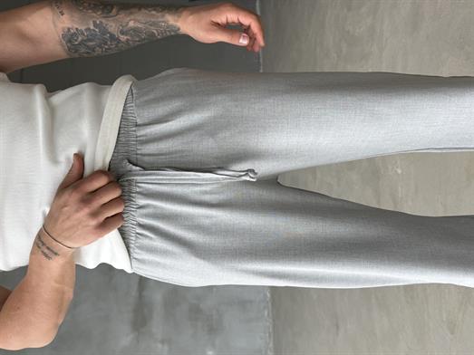 Gri Bol Basic Bağcıklı Kumaş Pantalon SC