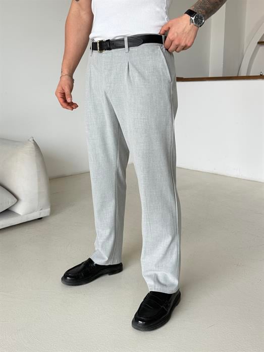 Gri Lastikli Baggy Kumaş Pantalon SC