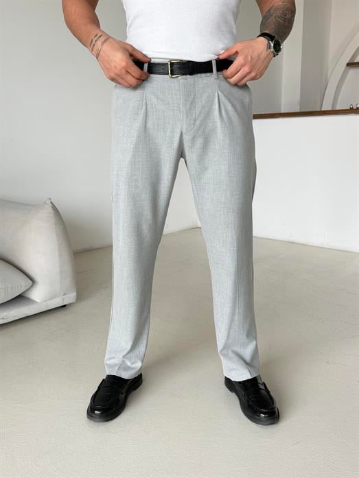 Gri Lastikli Baggy Kumaş Pantalon SC