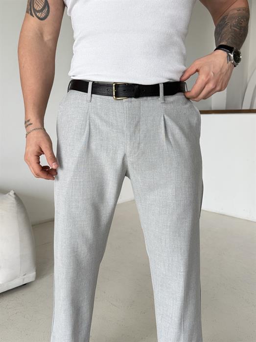 Gri Lastikli Baggy Kumaş Pantalon SC