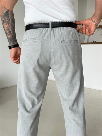 Gri Lastikli Baggy Kumaş Pantalon SC