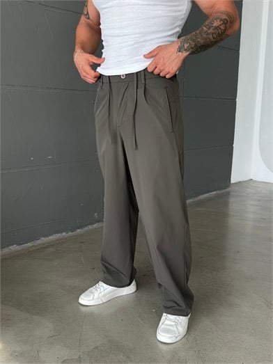 Haki Bel Lastikli Kırışmaz Su Geçirmez Pantolon SNZ 1581