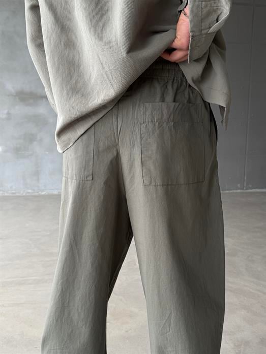 Haki Poplin Super Baggy Bağcıklı Pantalon JJ 118