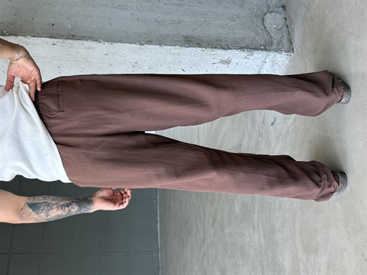 Kahve Bağcıklı Bol Keten Pantalon SNZ 1028