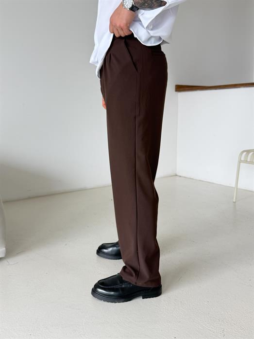 Kahve Baggy Bezayağı Kumaş Pantalon SNZ N1135