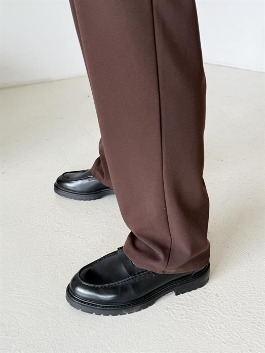 Kahve Baggy Bezayağı Kumaş Pantalon SNZ N1135
