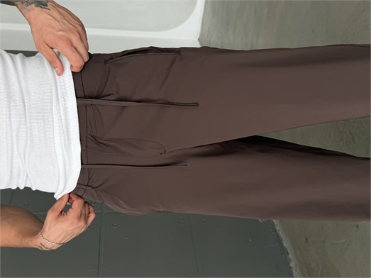 Kahve Bel Lastikli Kırışmaz Su Geçirmez Pantolon SNZ 1581