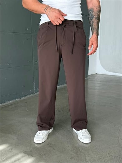 Kahve Bel Lastikli Kırışmaz Su Geçirmez Pantolon SNZ 1581