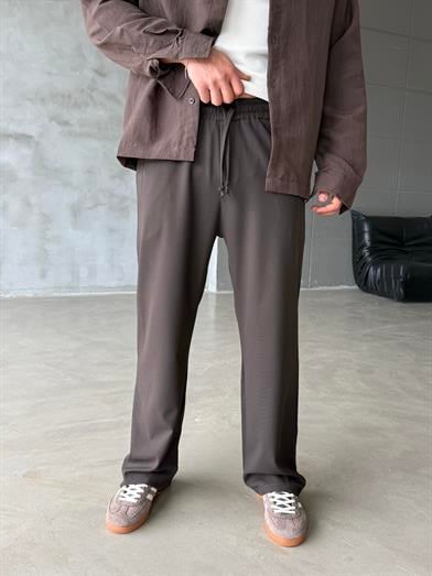 Kahve Bol Basic Bağcıklı Kumaş Pantalon SC