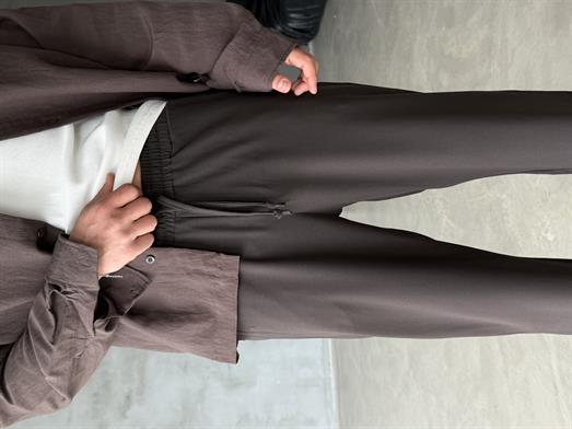 Kahve Bol Basic Bağcıklı Kumaş Pantalon SC