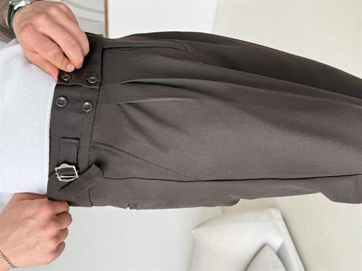 Kahve Dört Düğmeli Tokalı Regular Fit Kumaş Pantalon SC