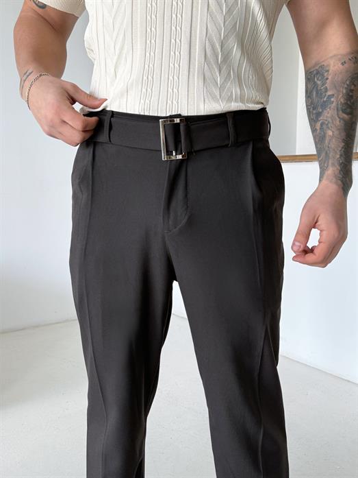 Kahve Kendi Kemerli Regular Fit Bezayağı Kumaş Pant N1344